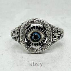 Imperial Russian 84 Silver Enamel Masonic Seeing Eye Ring