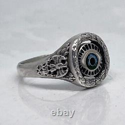 Imperial Russian 84 Silver Enamel Masonic Seeing Eye Ring