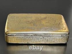 Imperial Russian 84 Silver Goldwashed Tabatiere Snuff Box. St. Petersburg