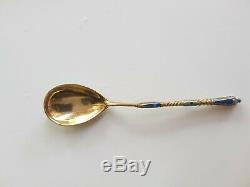 Imperial Russian 84 tea spoon enamel silver and gild