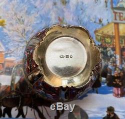 Imperial Russian 88 Silver Gilt Cloisonné Enamel Open Bowl By Grigoriy Sbignev