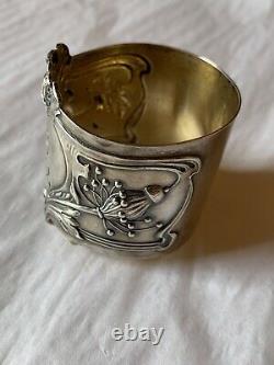 Imperial Russian Art Nouveau Silver Napkin Ring Poppies