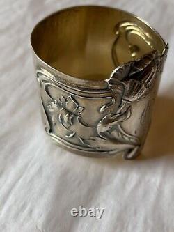 Imperial Russian Art Nouveau Silver Napkin Ring Poppies
