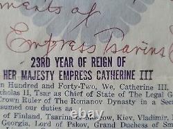 Imperial Russian Empress Catherine III Romanov Russia Signed Document Royalty RU