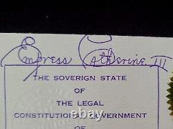 Imperial Russian Empress Catherine III Romanov Signed Bank Check Russia Royalty