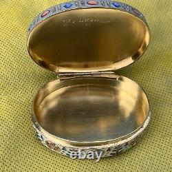 Imperial Russian Enamel 84 silver snuff pill oval BOX 6th artel 1908-1917 Moscow