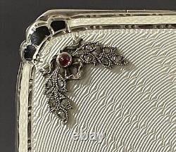 Imperial Russian Enamel, Diamonds, Garnets 84 Silver Cigarette Case