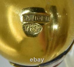 Imperial Russian Faberge Era Gilt Silver Enamel Easter Egg Fob by Feodor Lorie