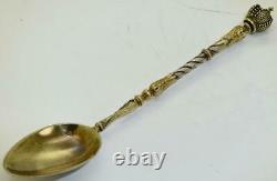 Imperial Russian Faberge Gilt Silver Tea Spoon by Erik Kollin-Romanov Crown 1880
