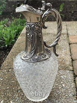Imperial Russian Faberge Silver Hand Cut Crystal Wine Decanter 1880s Victorian