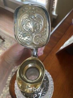 Imperial Russian Faberge Silver Hand Cut Crystal Wine Decanter 1880s Victorian