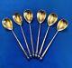Imperial Russian Gilt 84 Silver Kokoshnik Marked Compote Spoons Set Of 6