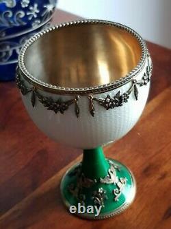Imperial Russian Magnificent Large Silver Enamel Jewelled Cup