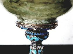 Imperial Russian Nephrite Jade Goblet Cup Enamel Ovchinnikov KILINGERT 84 Silver