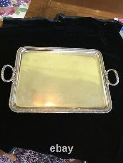 Imperial Russian / Polish Large Silver plated antique serving tray