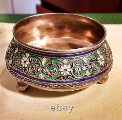 Imperial Russian Silver & Enameled Salt By Pavel Ovchinnikov 1883-86 Beautiful