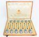 Imperial Russian Silver-gilt And Enamel Cloisonné Spoon Set Of 12+box, 84 Moscow
