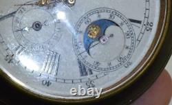 Imperial Russian officer's gunmetal&skull enamel case Moon/Calendar pocket watch