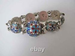 Imperial Russian polychrome enamel silver bracelet St Petersburg c 1900