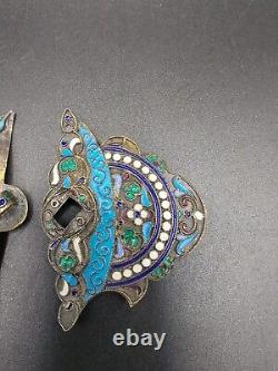 Imperial Russian silver & enamel belt buckle