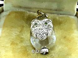Important Imperial Russian Platinum and Gold Rock Crystal Owl Egg Pendant