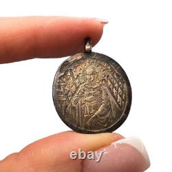 Jewelry Pendant Silver 84 Saint Barbara Marked Antique Imperial Christian