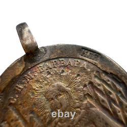 Jewelry Pendant Silver 84 Saint Barbara Marked Antique Imperial Christian