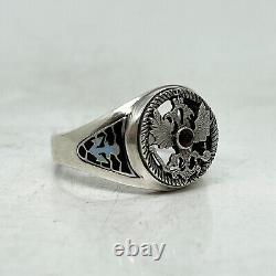 K. FABERGE Russian Imperial 88 Silver Enamel Navy Officer Ring