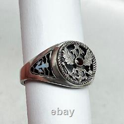 K. FABERGE Russian Imperial 88 Silver Enamel Navy Officer Ring