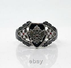 K. FABERGE Russian Imperial 88 Silver Enamel Ring