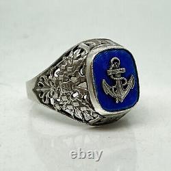 K. FABERGE Russian Imperial 88 Silver Enamel Ring Emperor Yacht Club