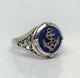 K. Faberge Russian Imperial 88 Silver Enamel Ring Emperor Yacht Club Sapphire