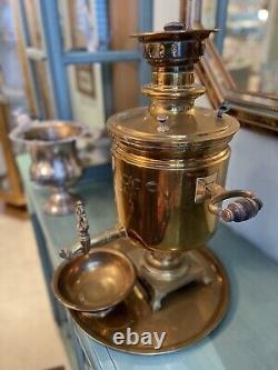 LOT Antique Russian Batashev 22 Imperial SAMOVAR GARING FULL SET BRASS Tea 1898