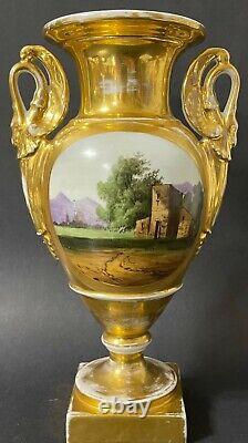 Large Pair Antique 19C Imperial Russian Gilded Porcelain Vases (Gardner)