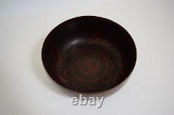 Large antique imperial Large round wood Lacquered Bowl, Russian unique