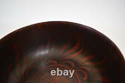 Large antique imperial Large round wood Lacquered Bowl, Russian unique