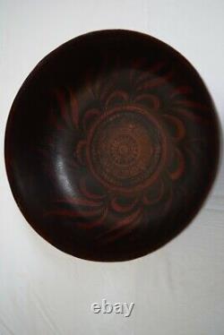 Large antique imperial Large round wood Lacquered Bowl, Russian unique