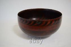 Large antique imperial Large round wood Lacquered Bowl, Russian unique