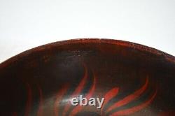 Large antique imperial Large round wood Lacquered Bowl, Russian unique