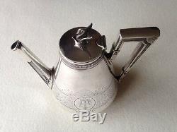 Monogram Tea Set Khlebnikov Genuine Russian Imperial Silver 84 Antiques Russia