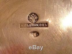 Monogram Tea Set Khlebnikov Genuine Russian Imperial Silver 84 Antiques Russia