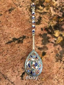 Odessa City Spoon Cloisonne Enamel Silver 84 Russian Imperial Klingert Antique