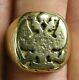 Old Antique 14k Solid Yellow Gold Russian Imperial Double Eagle Crest Ring Heavy