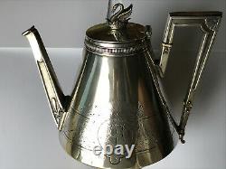 Original 4 Pieces Tea Set Khlebnikov Russian Imperial Silver 84 Antique Russia
