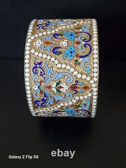 Original Imperial Russian Silver Enamel Napkin Ring