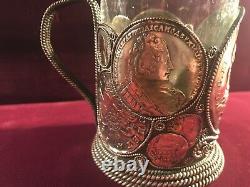 Original Imperial Russian Silver Plated Copper Trompe L'oeil Coin Glass Holder