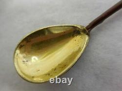 Original Pictorial Russian Imperial Silver 84 Lacquer Red Enamel Spoon Antiques