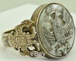 Outstanding 19th C. Antique Imperial Russian 84 silver&Mother-of-Pearl Cameo ring