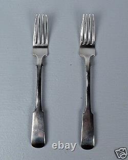 Pair (2) Large Antique Imperial Russian 84 Silver Forks Moscow 1830