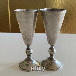 Pair Antique 19thc Imperial Russian Vasily Pulyatky Moscow silver 84 Vodka Cups